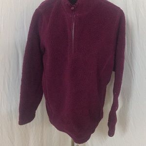 LANDS END L LINED FAUX SHEARLING PULLOVER JACKET